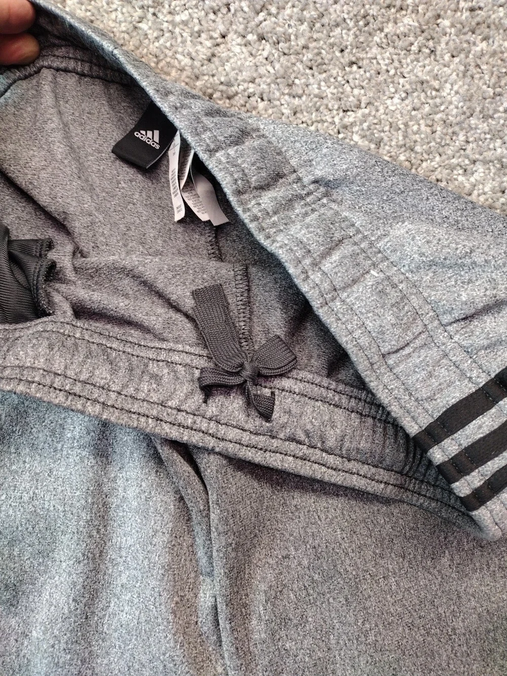 Adidas Tricot Joggers Mens Large Side Stripes Ankle Cuffs Drawstring Gray + Blac - Picture 15 of 15